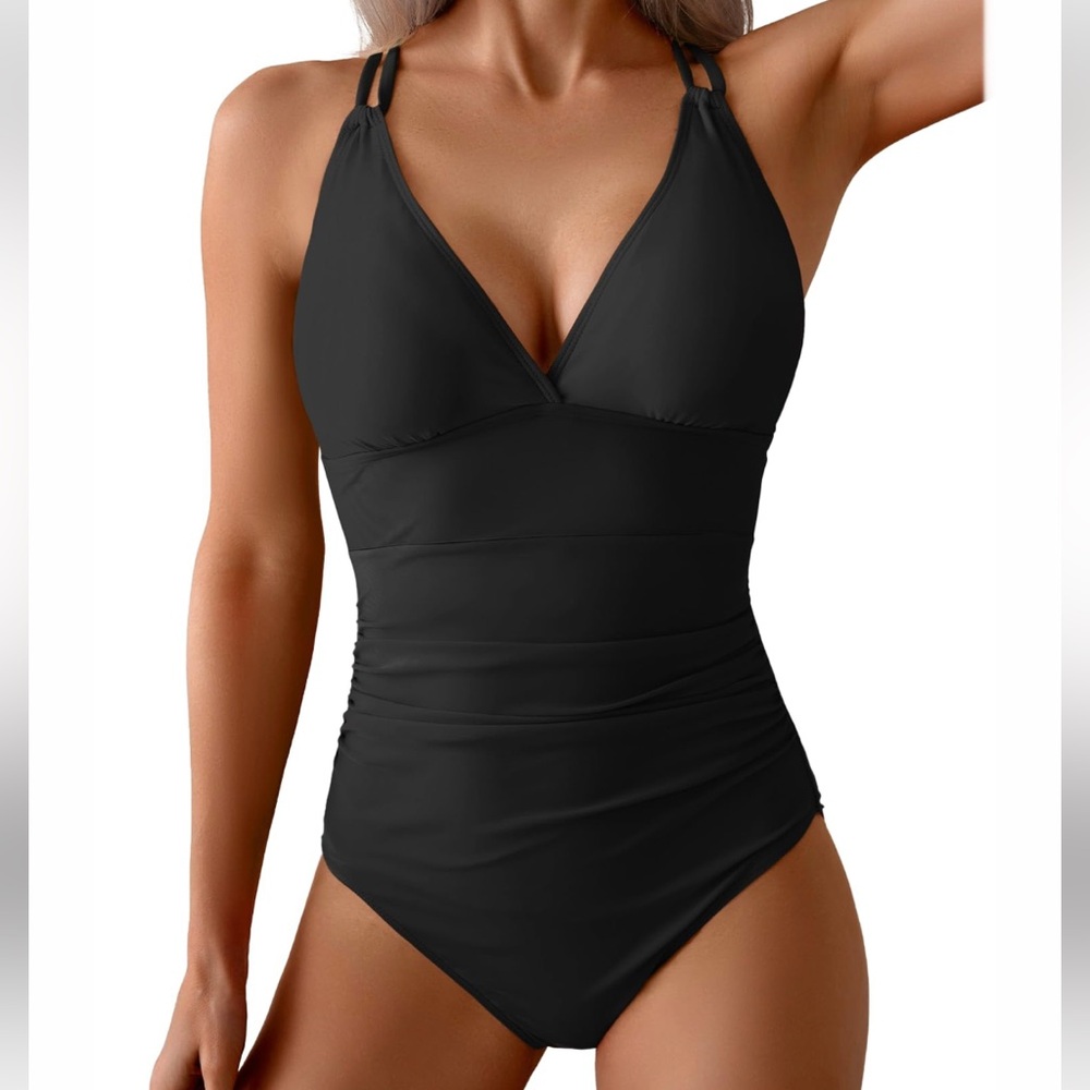 Aidonger Black One Piece Swimsuit